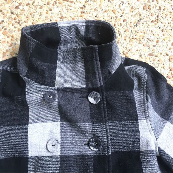 UO Kimchi Blue Gray & White Plaid Wool Blend Coat - Picture 4 of 9